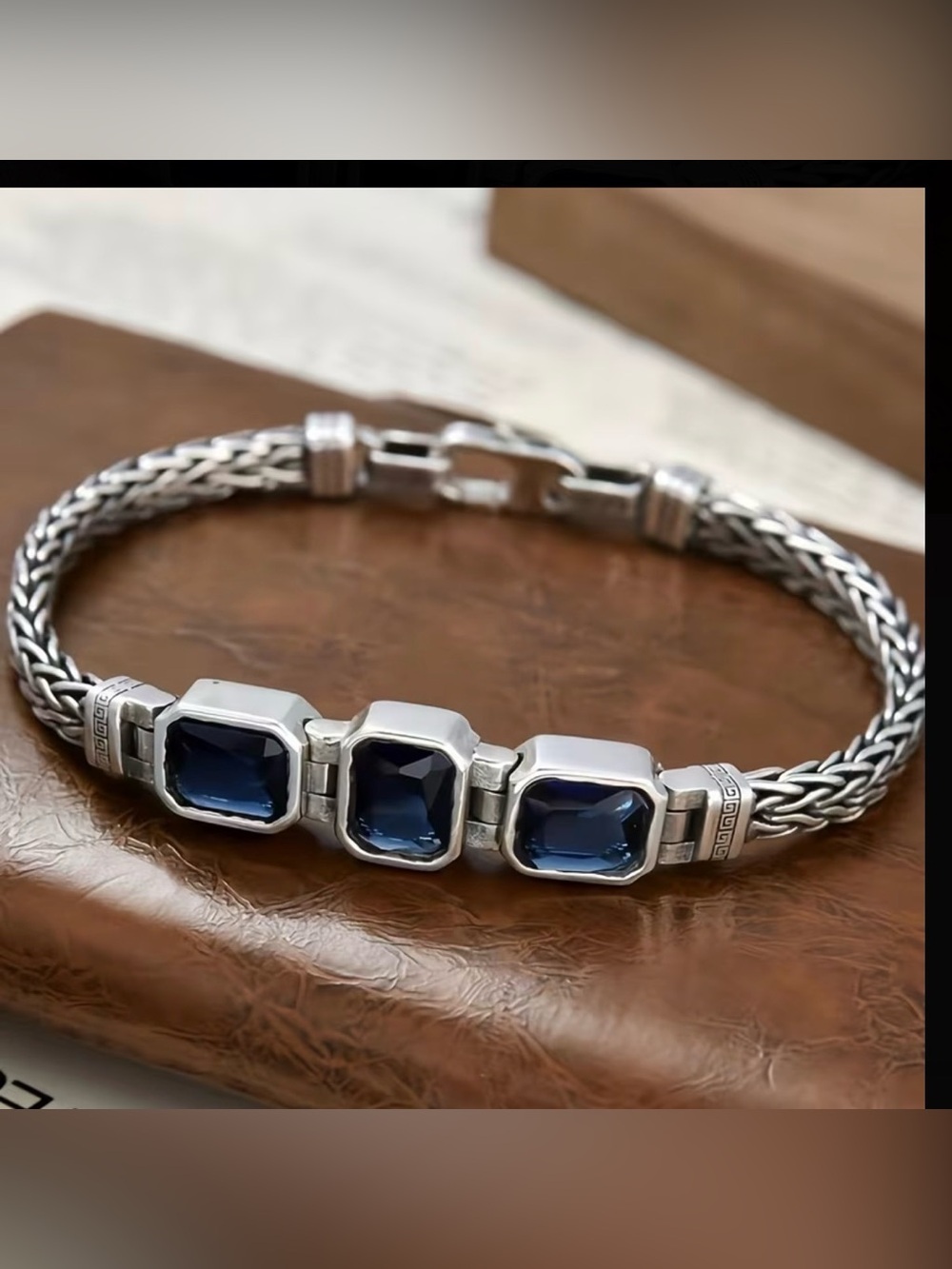 Men’s Bracelet with Three Blue Stones
